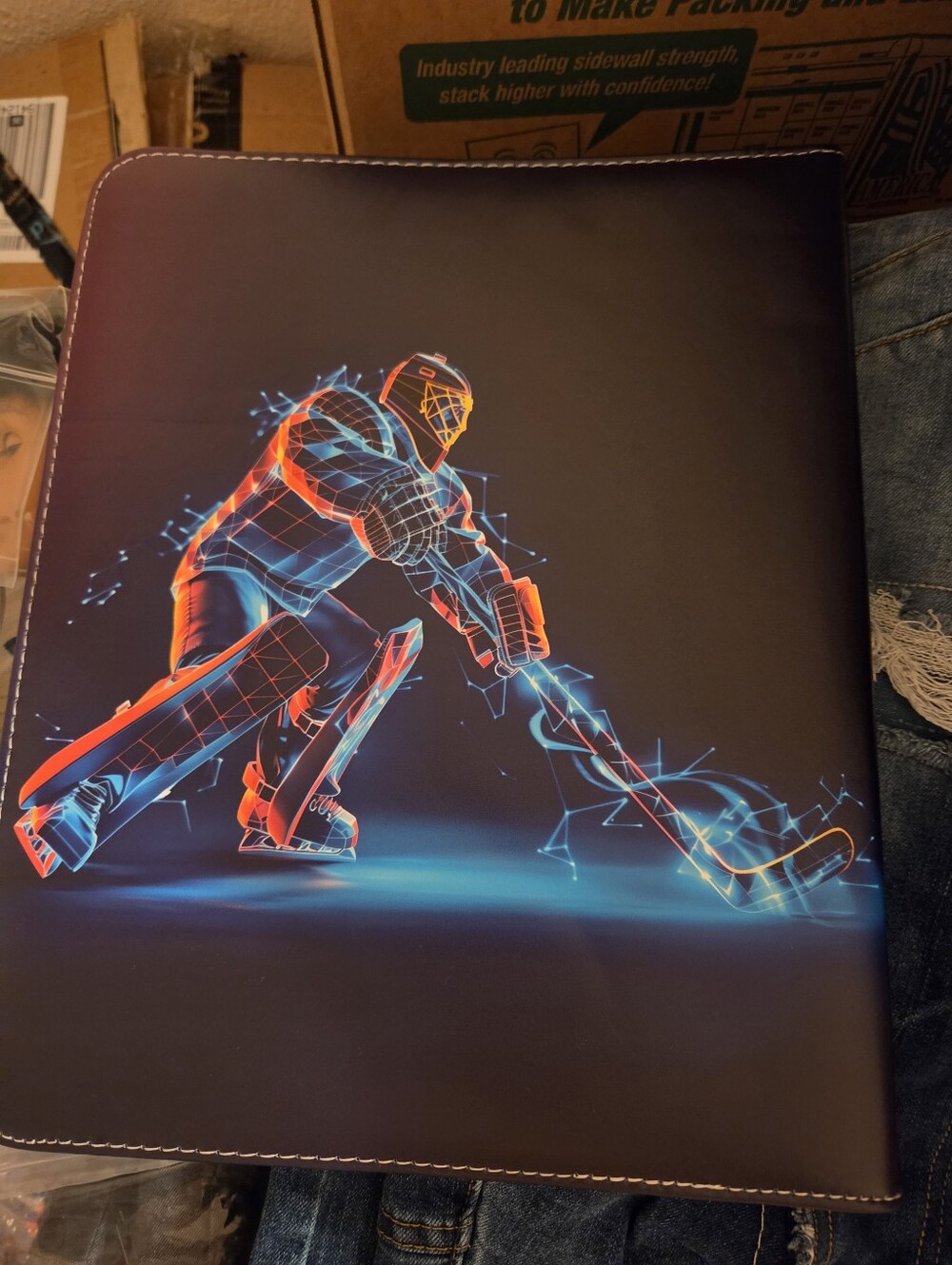 Neon Hockey Goalie Graphic Card binder holder